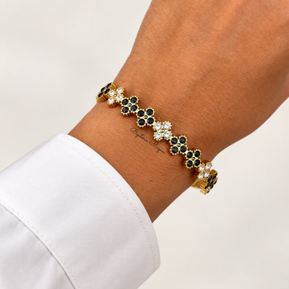 Pulseira Trevos Preto e Cristal