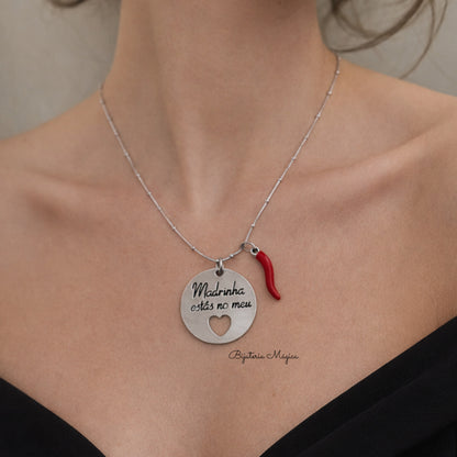 Godmother Necklace Steel Medal with Pepper
