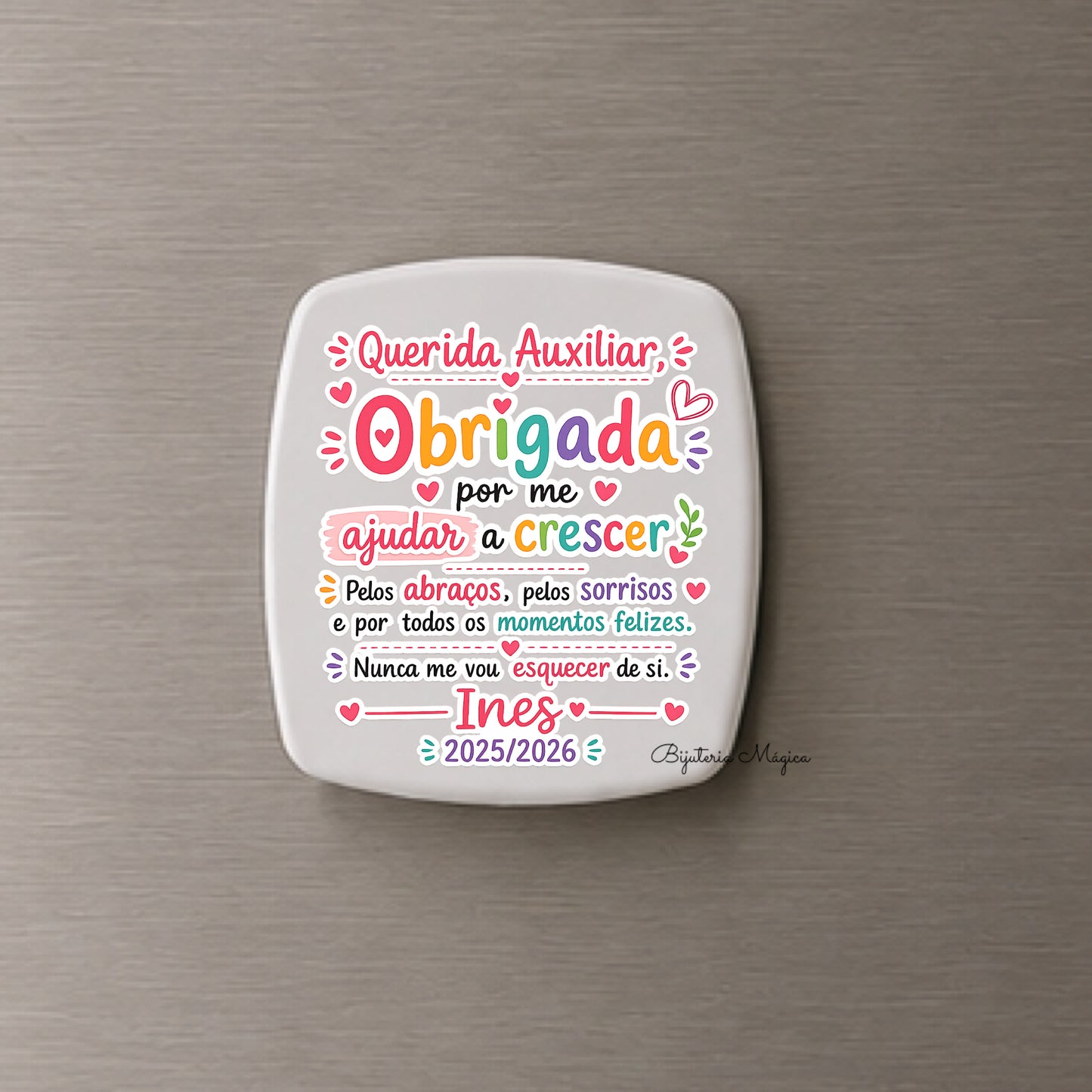 Íman Personalizado “Obrigada por me Ajudar a Crescer”