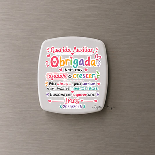 Íman Personalizado “Obrigada por me Ajudar a Crescer”