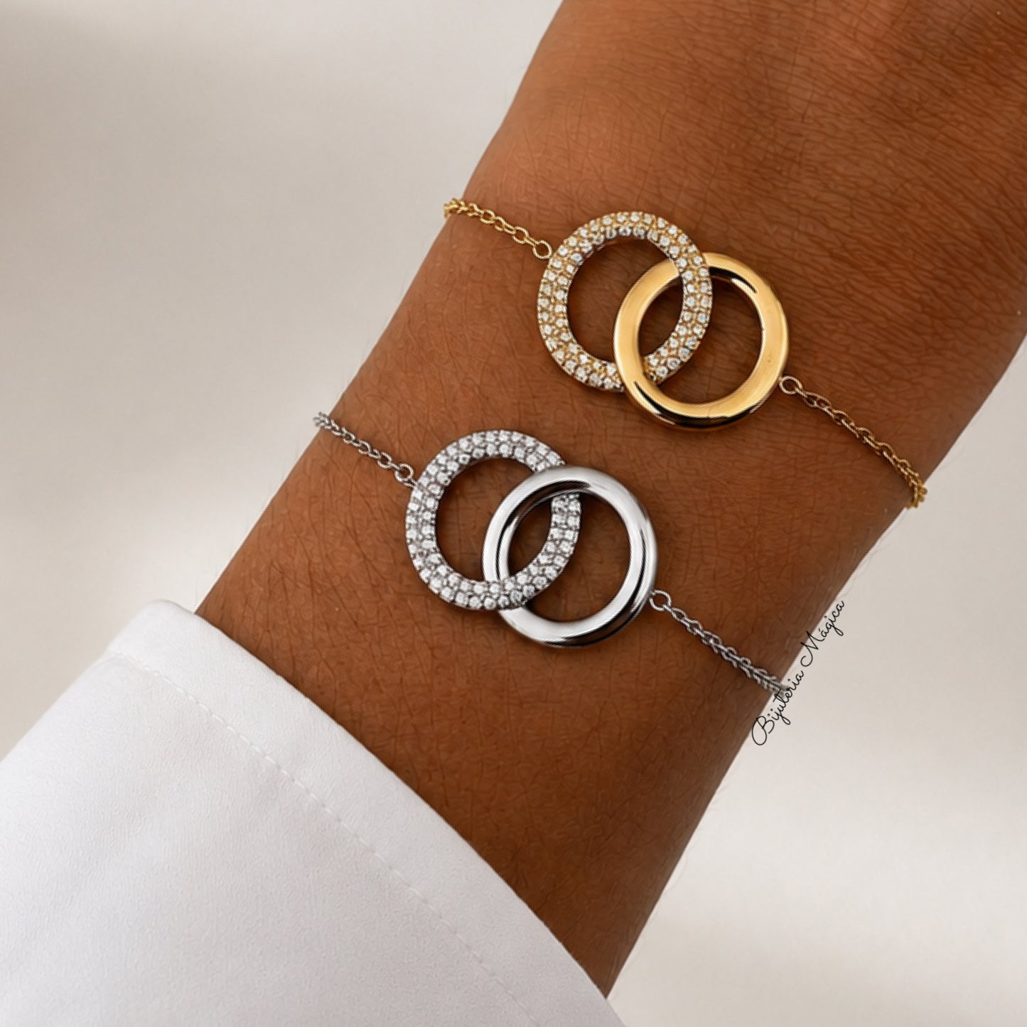 Pulseira Elos Brilhantes em Aço Inoxidável