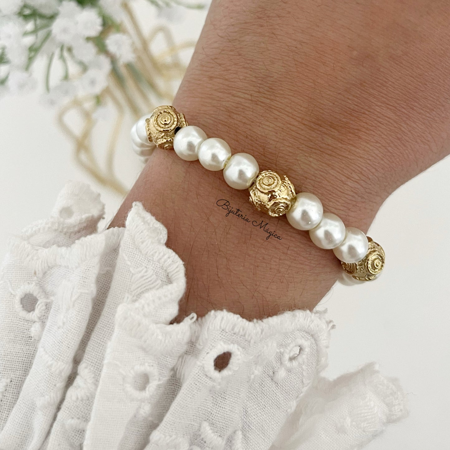 Pulseira Pérolas com Bola de Viana