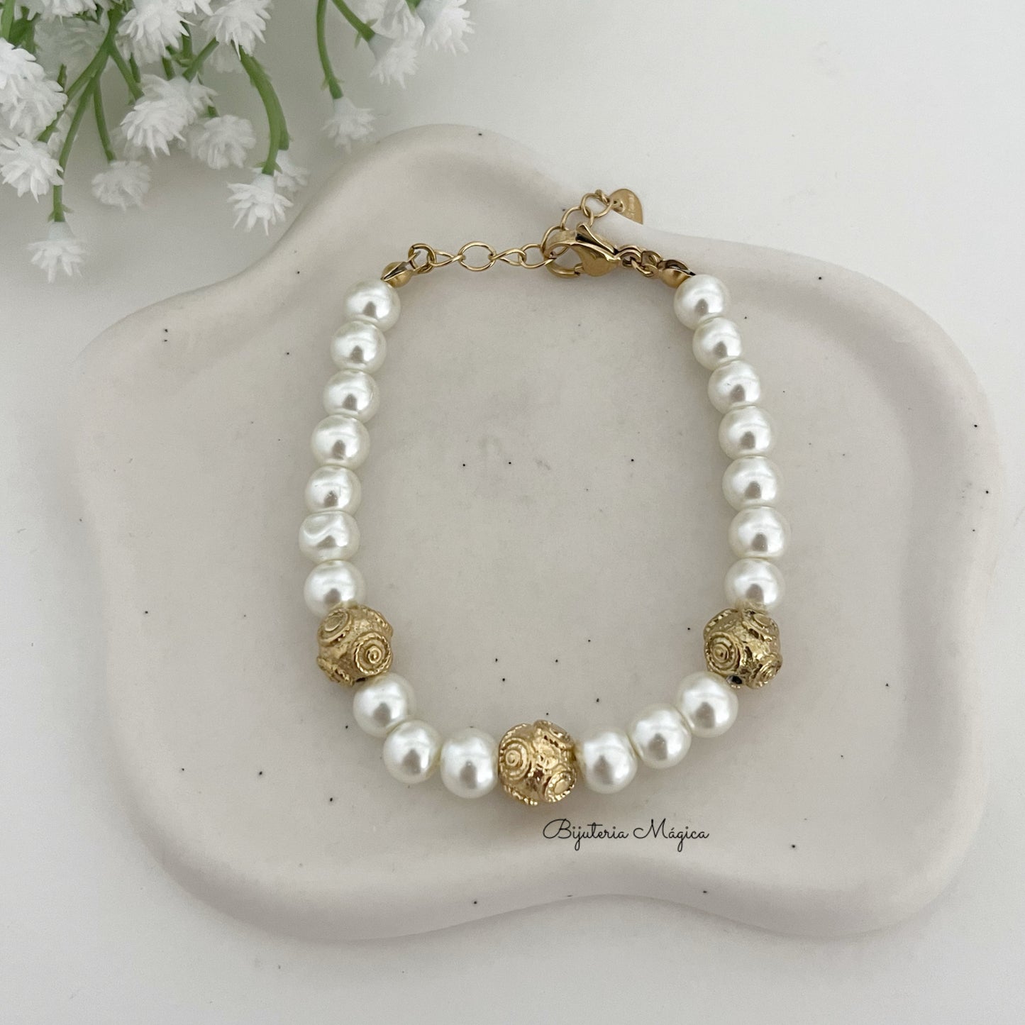 Pulseira Pérolas com Bola de Viana