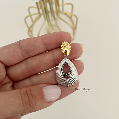 Textured Teardrop Bicolor Elegance Earrings