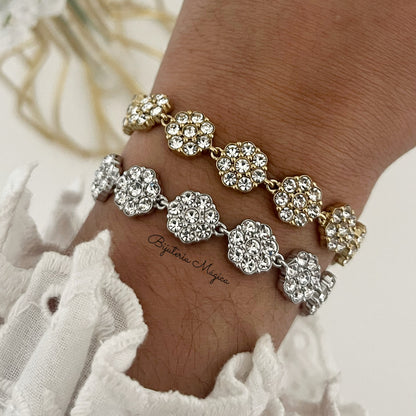Pulseira Flores Brilho Elegante
