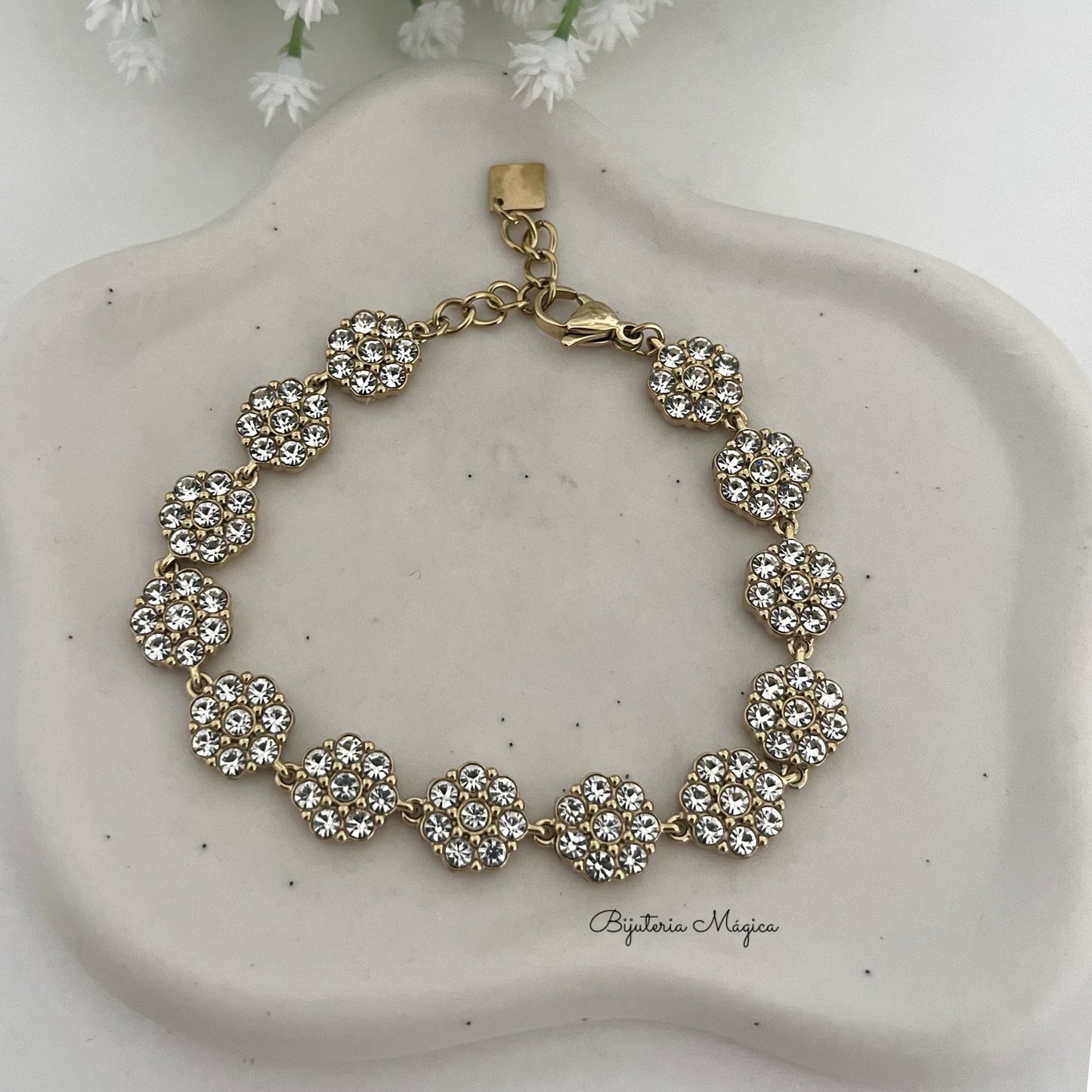 Pulseira Flores Brilho Elegante