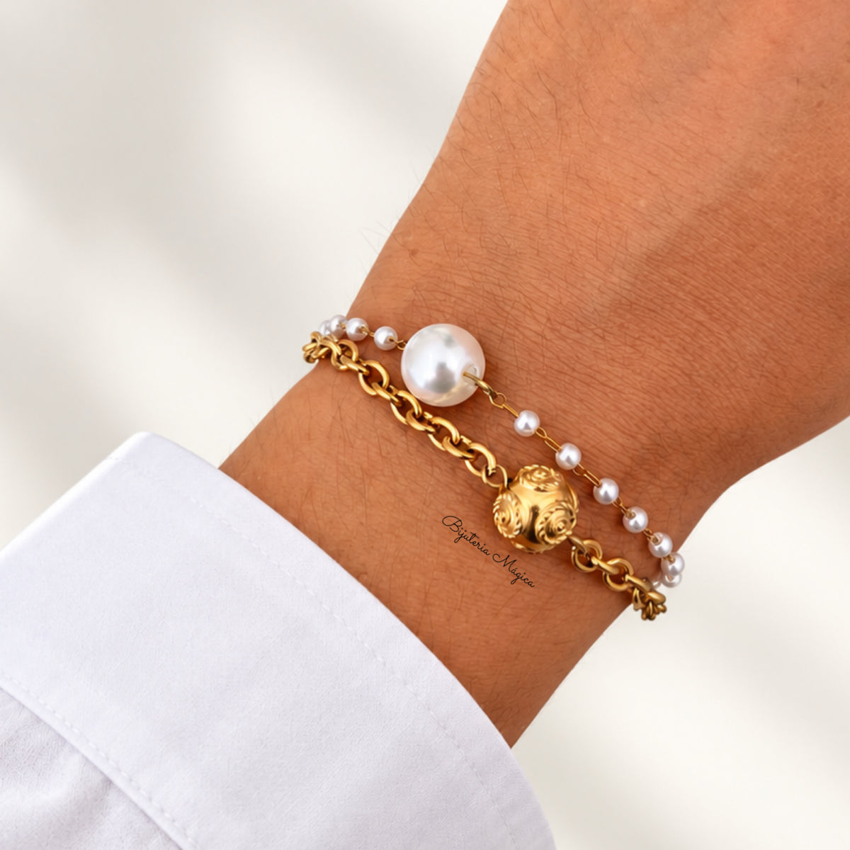 Pulseira Dupla Pérola de Viana