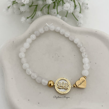 Pulseira Madrinha Flor de Lótus com Coração Personalizado