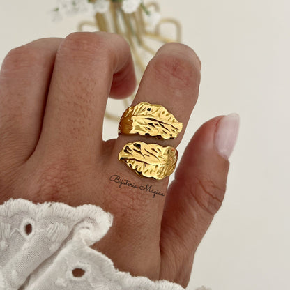 Adjustable Gold Leaf Ring
