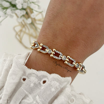 Rigid Bracelet Links & Hearts Shine