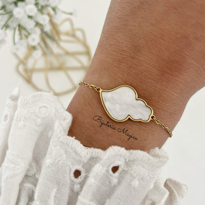 Pulseira Coração de Viana Madrepérola Dourada