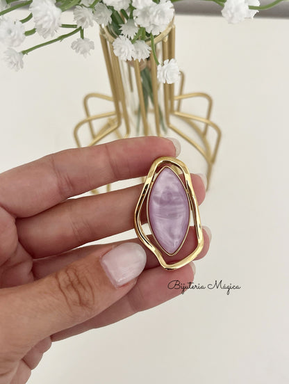Brincos Elegance Madrepérola Lilás em Aço Inoxidável