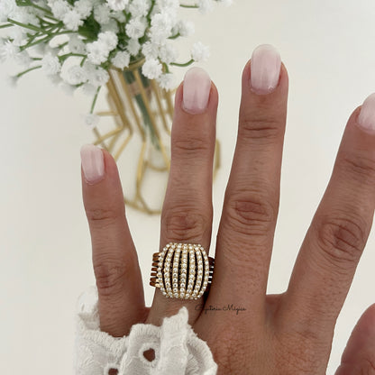 Oval Studded Luxury Ring in Stainless Steel