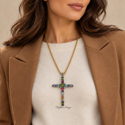 Colar Cruz Vitral