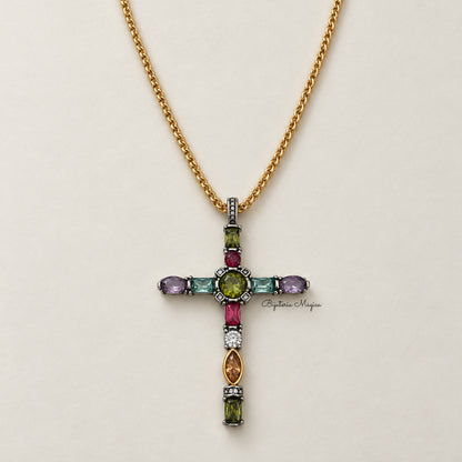 Colar Cruz Vitral