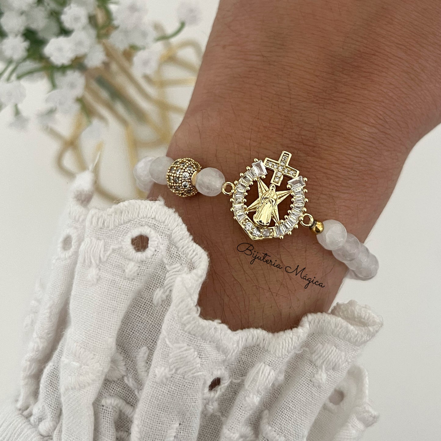 Pulseira Nossa Senhora das Graças em Aço Inoxidável
