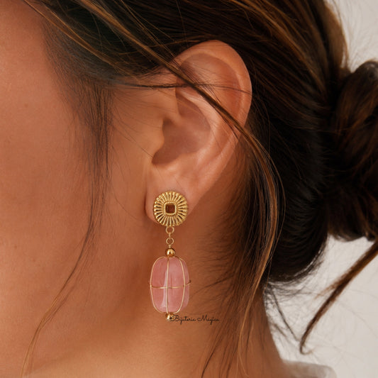Brincos Quartzo Rosa