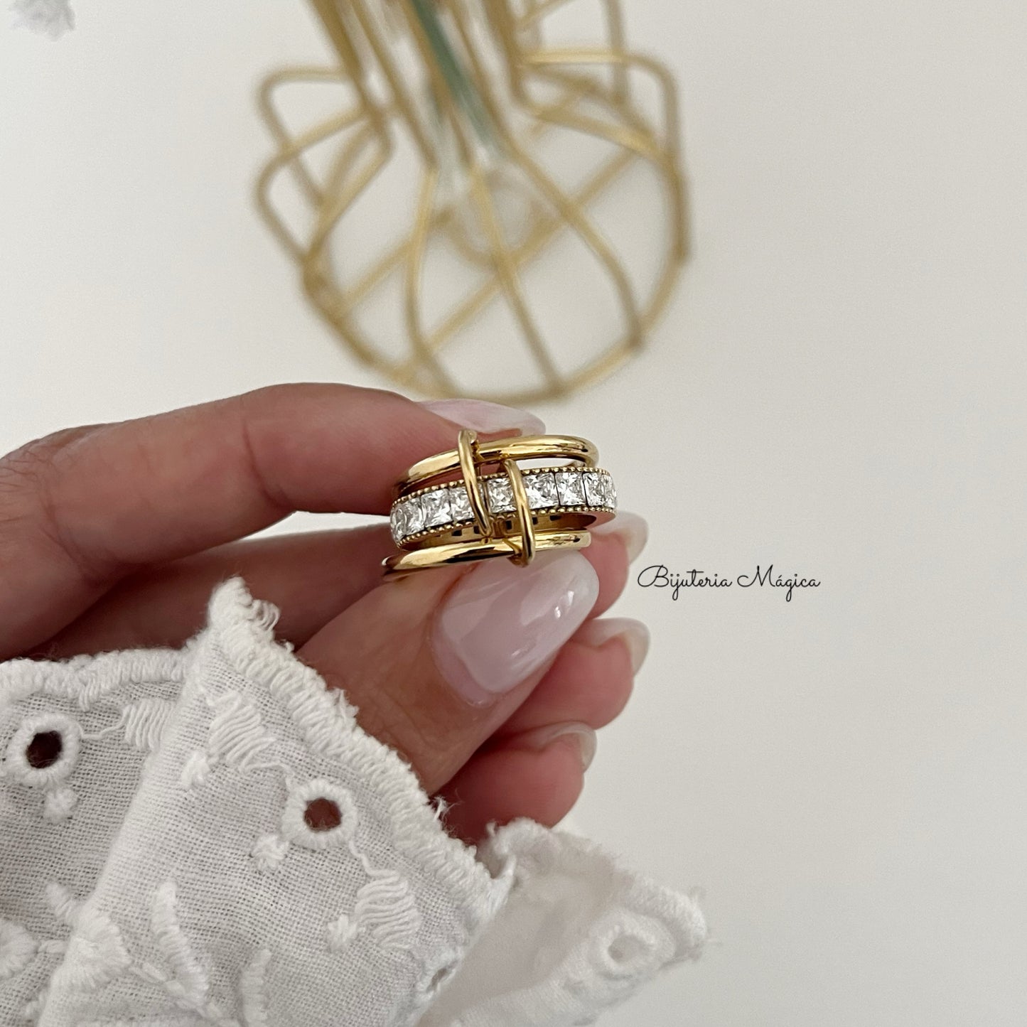 Anel Pérolas Elegance em Aço Inoxidável