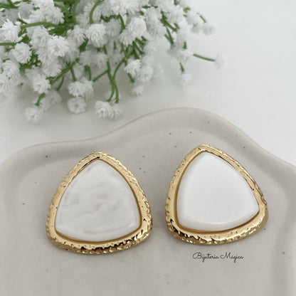 Elegance Triangle Mother-of-Pearl Stainless Steel Earrings