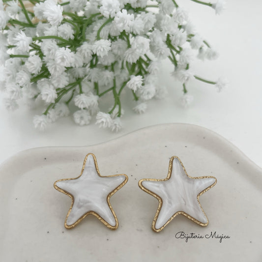 Brincos Estrela Madrepérola em Aço Inoxidável