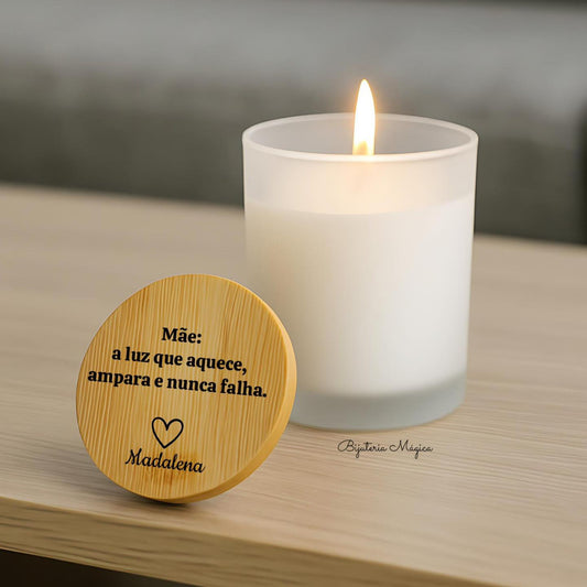 Vela Aromática Personalizada Mãe – Luz que Aquece