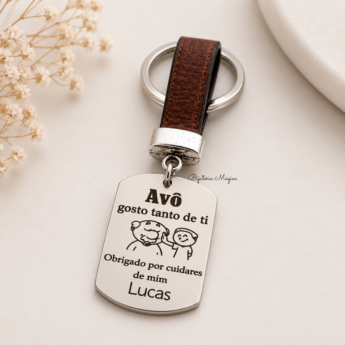 Porta-Chaves com Medalha Personalizada em Aço