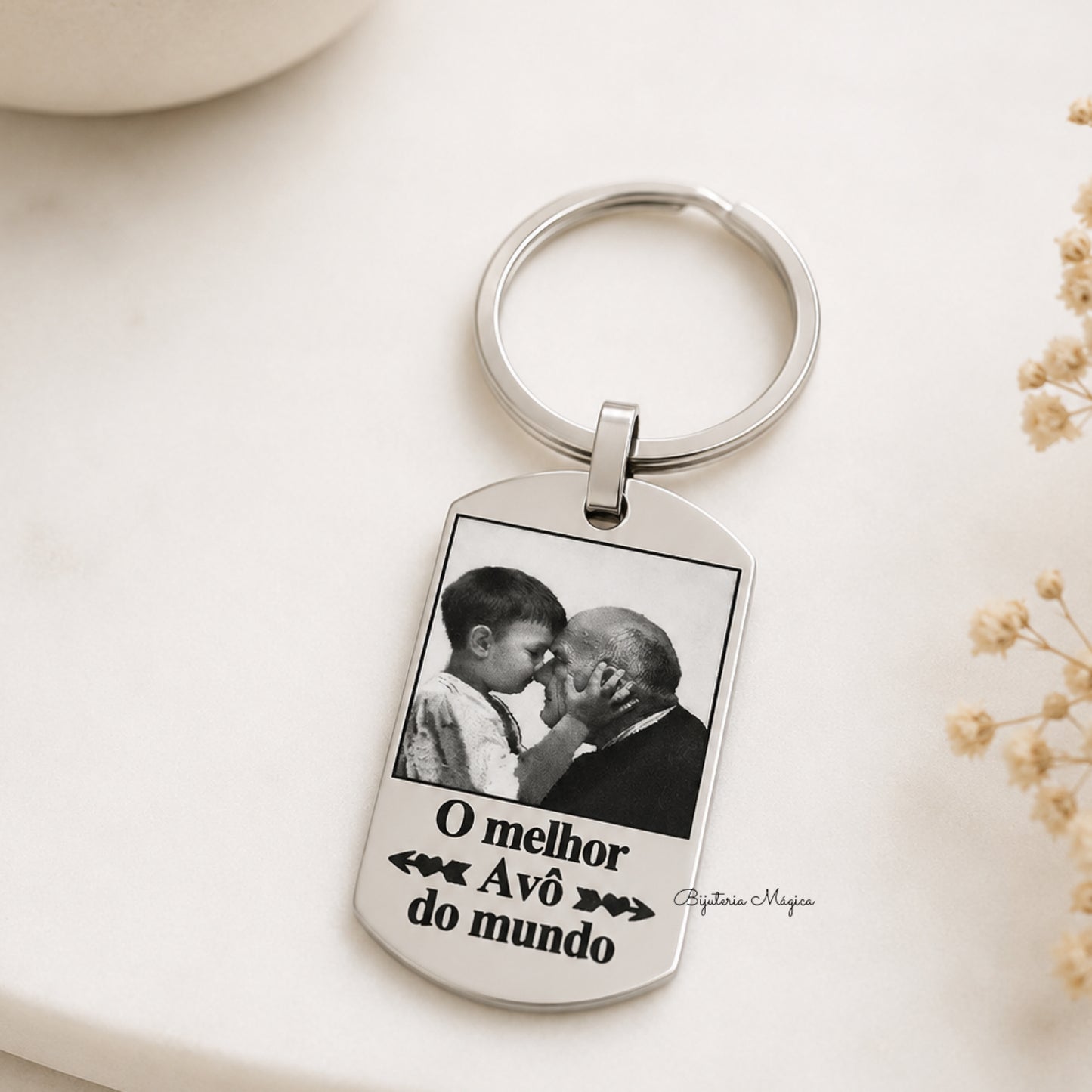 Porta-Chaves Personalizado com Fotografia em Aço Inoxidável