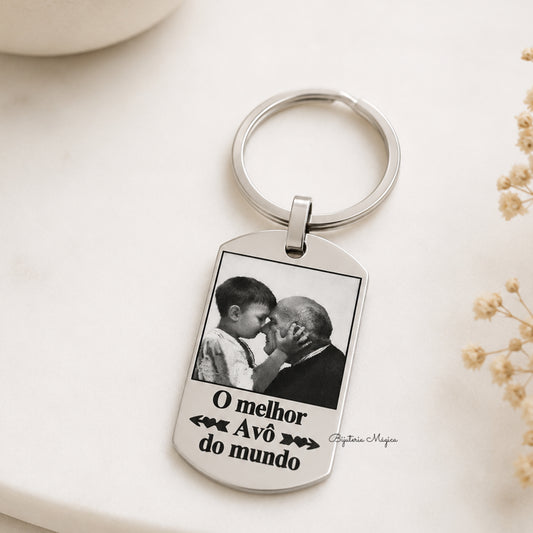 Porta-Chaves Personalizado com Fotografia em Aço Inoxidável