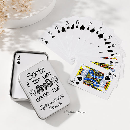 Baralho de Cartas Personalizado com Caixa Metálica