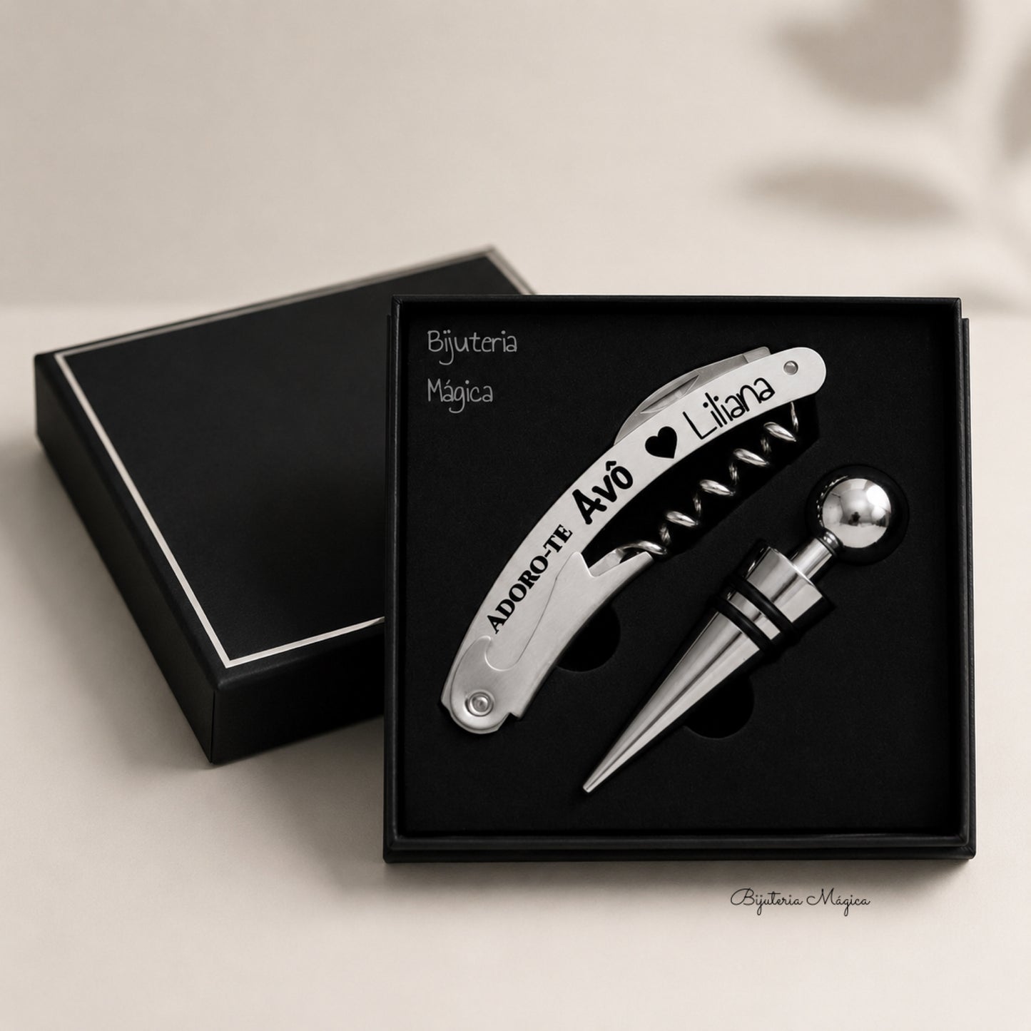 Conjunto de Vinho Personalizado em Aço com Caixa de Oferta