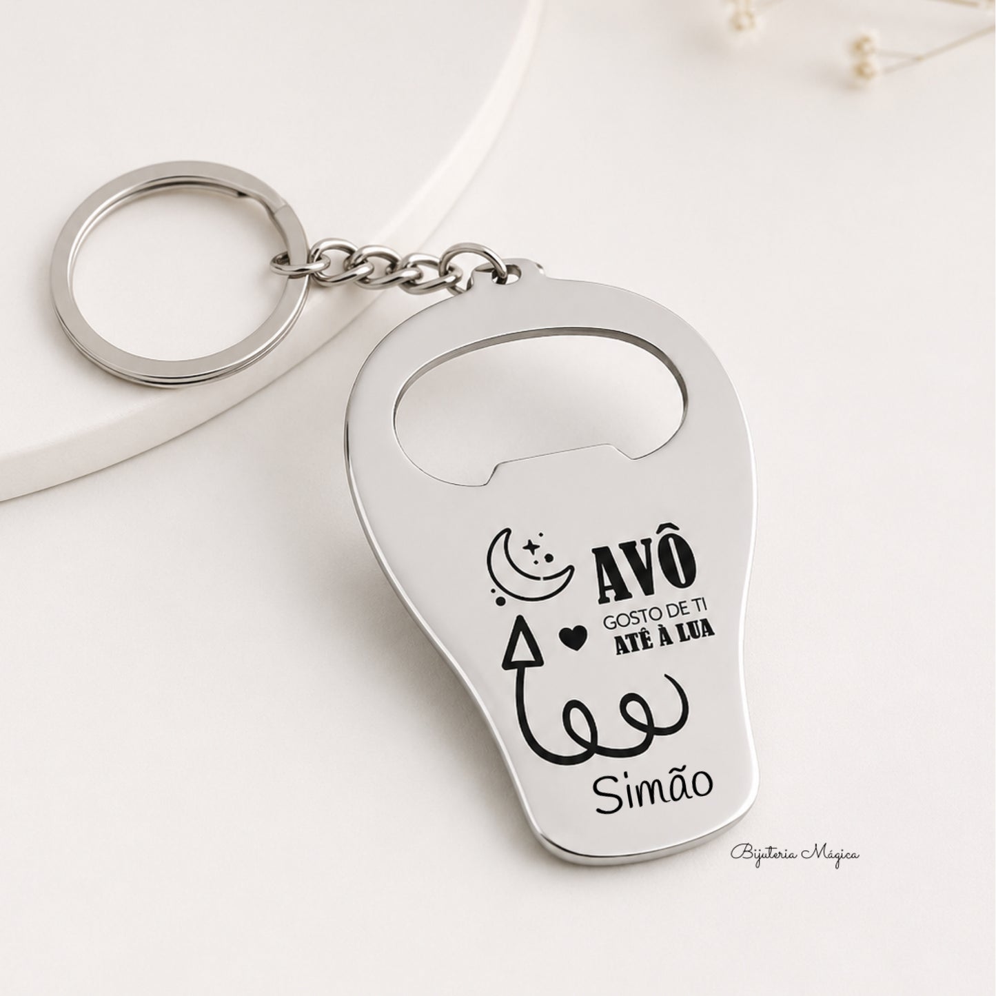 Porta-Chaves Saca-Caricas Personalizado em Aço Inoxidável