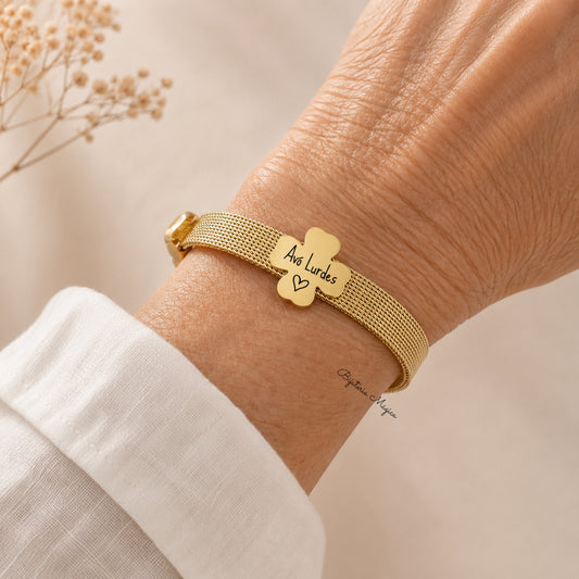 Pulseira em Aço com Trevo Personalizado