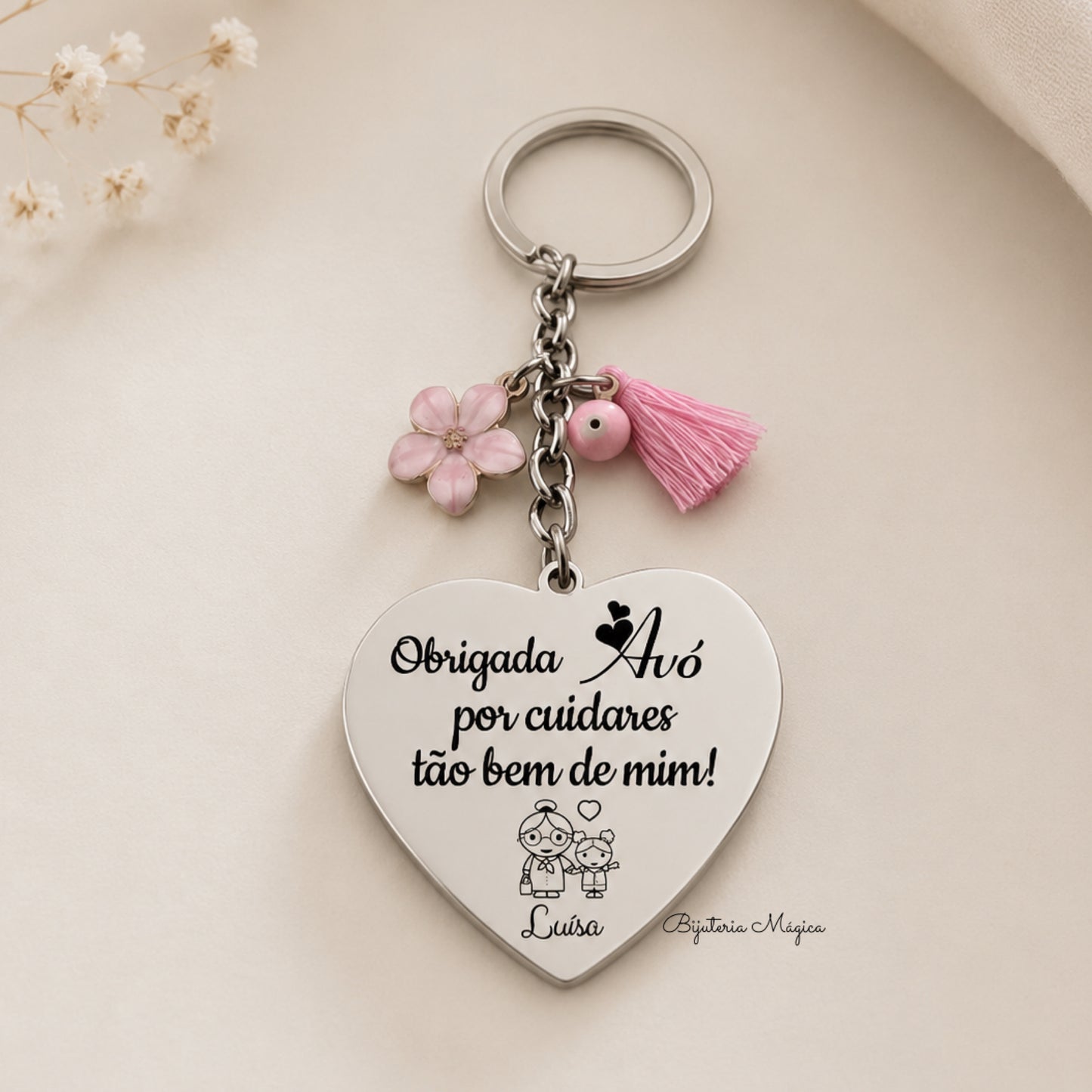 Porta-Chaves em Aço com Coração Personalizado
