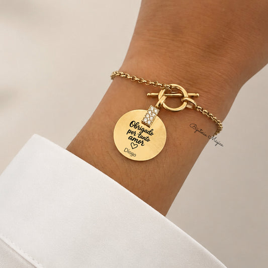 Pulseira Medalha Personalizada – Aço Inoxidável