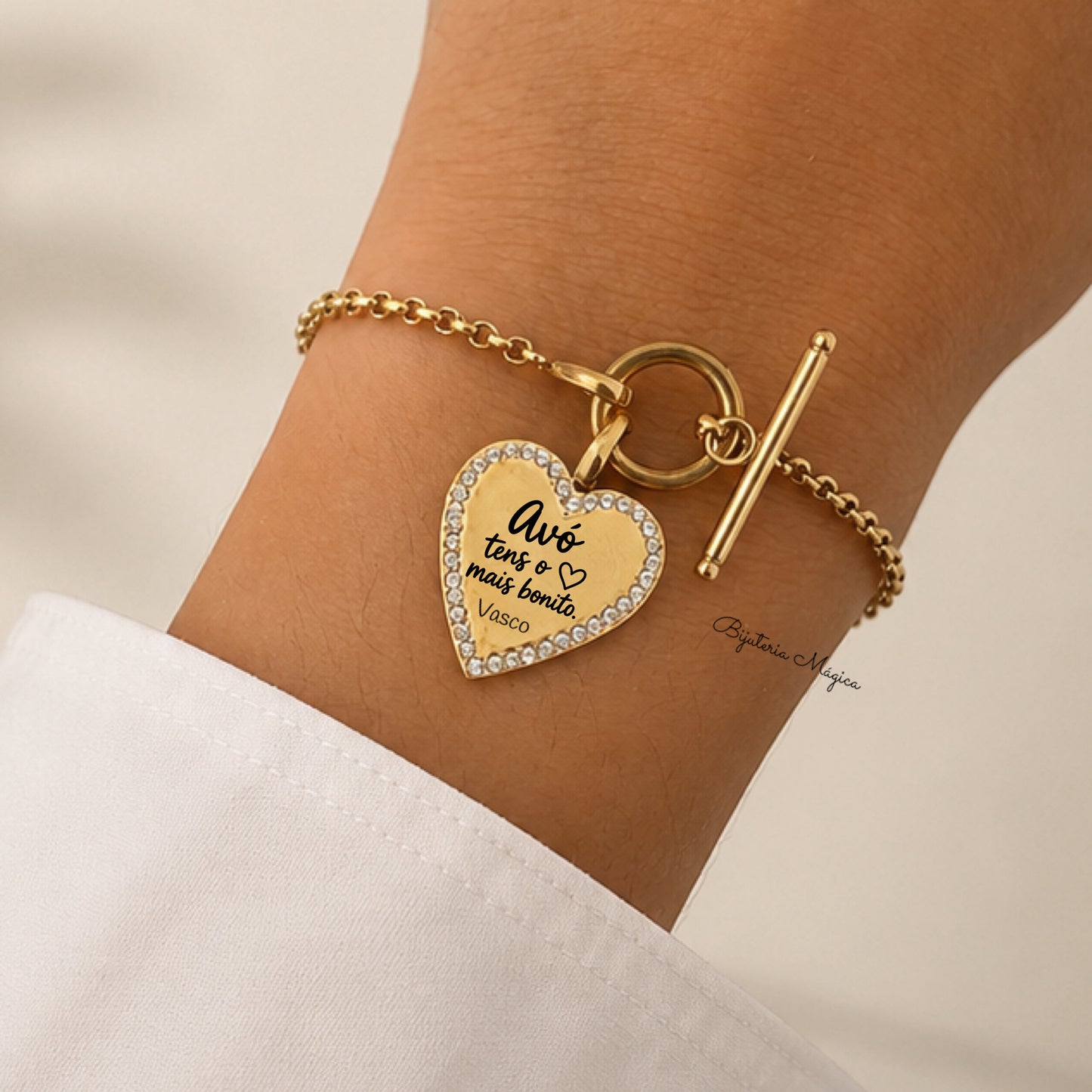 Pulseira Coração Personalizado – Aço Inoxidável