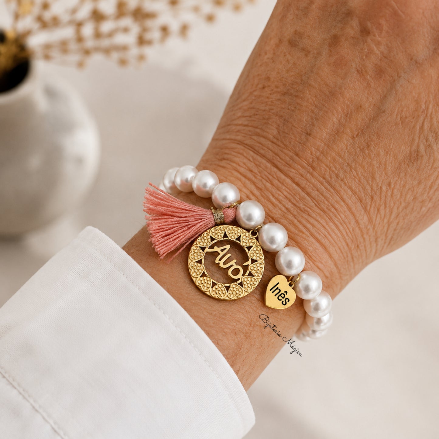 Pulseira Pérolas Avó Personalizada