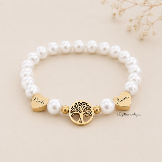 Pulseira Elástica Árvore da Vida com Corações Personalizados