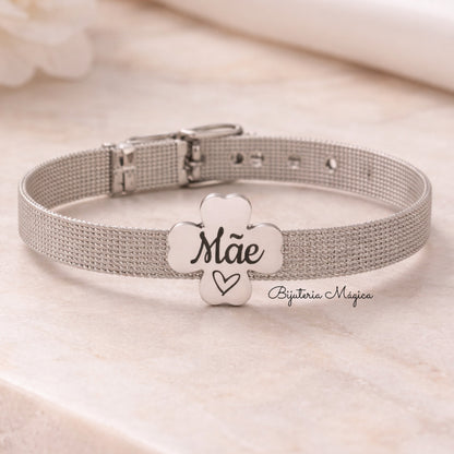 Pulseira Trevo Mãe Ajustável
