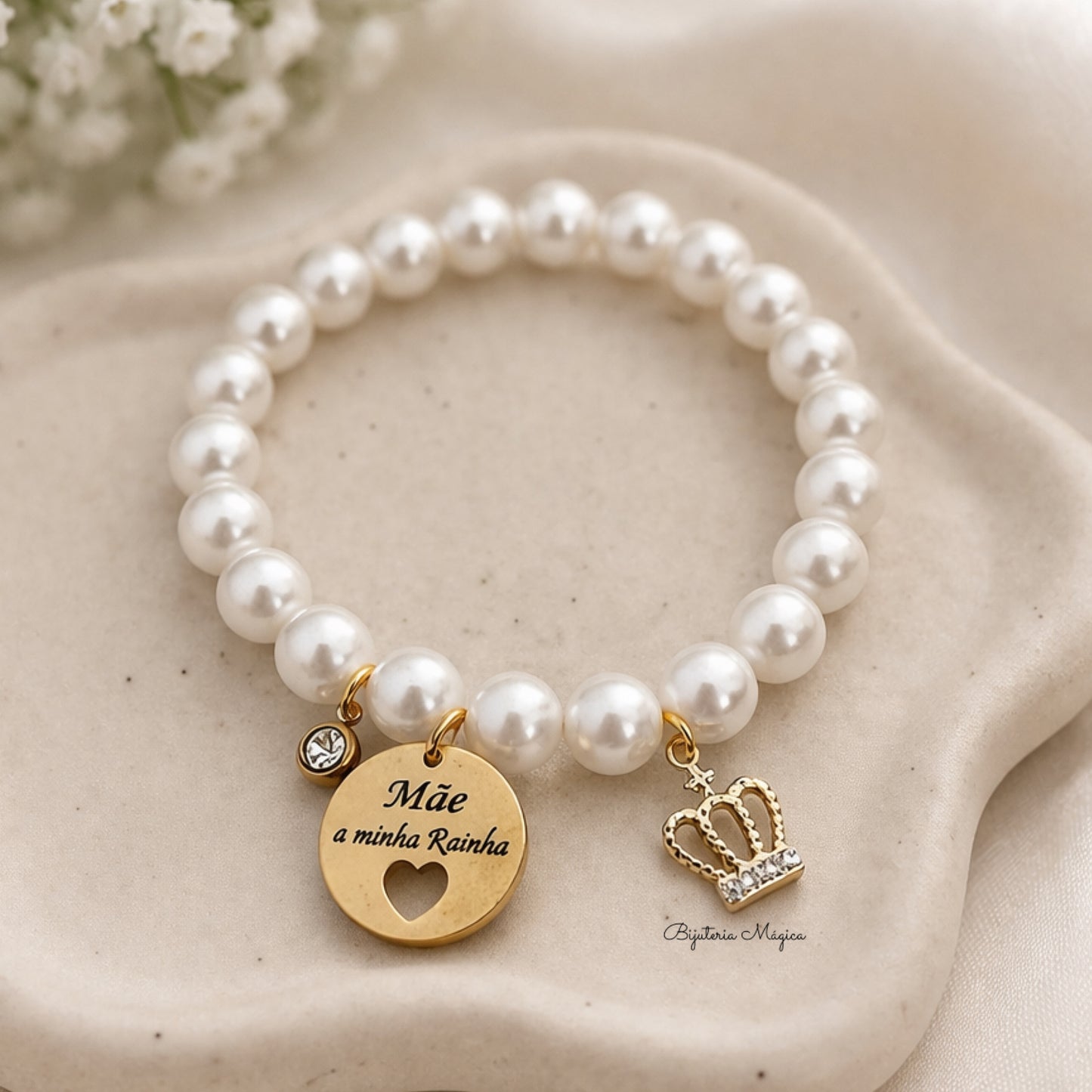 Pulseira Pérolas Rainha do Meu Coração