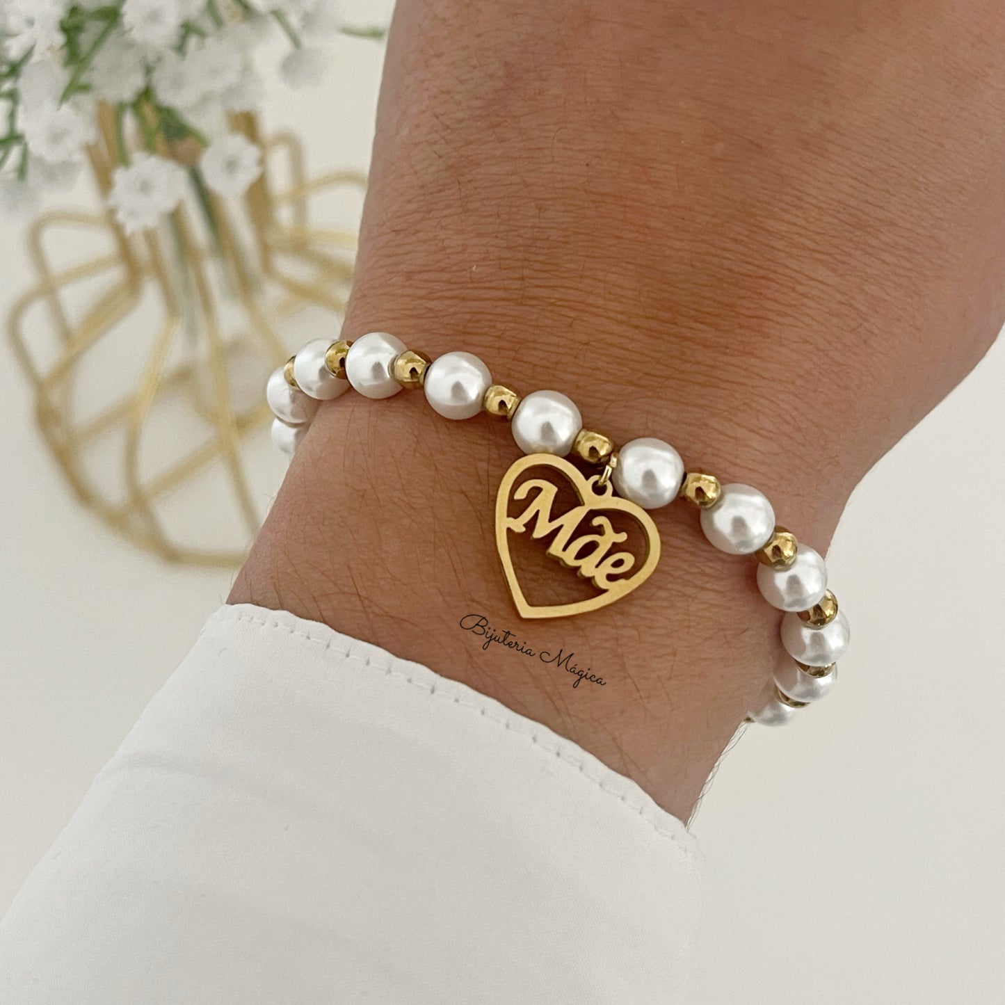 Pulseira Pérolas Mãe Amor Delicado