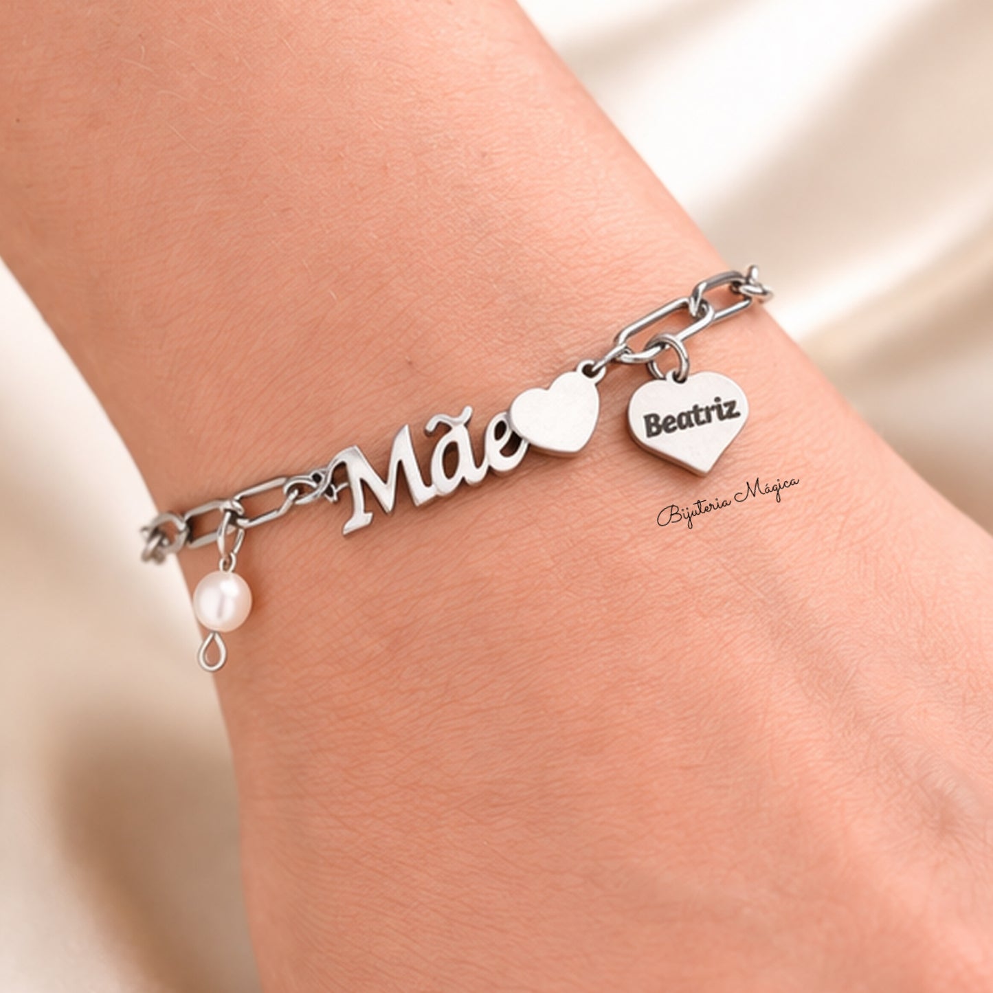 Pulseira Mãe com Coração Personalizado