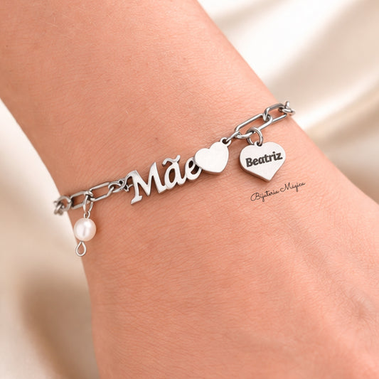 Pulseira Mãe com Coração Personalizado