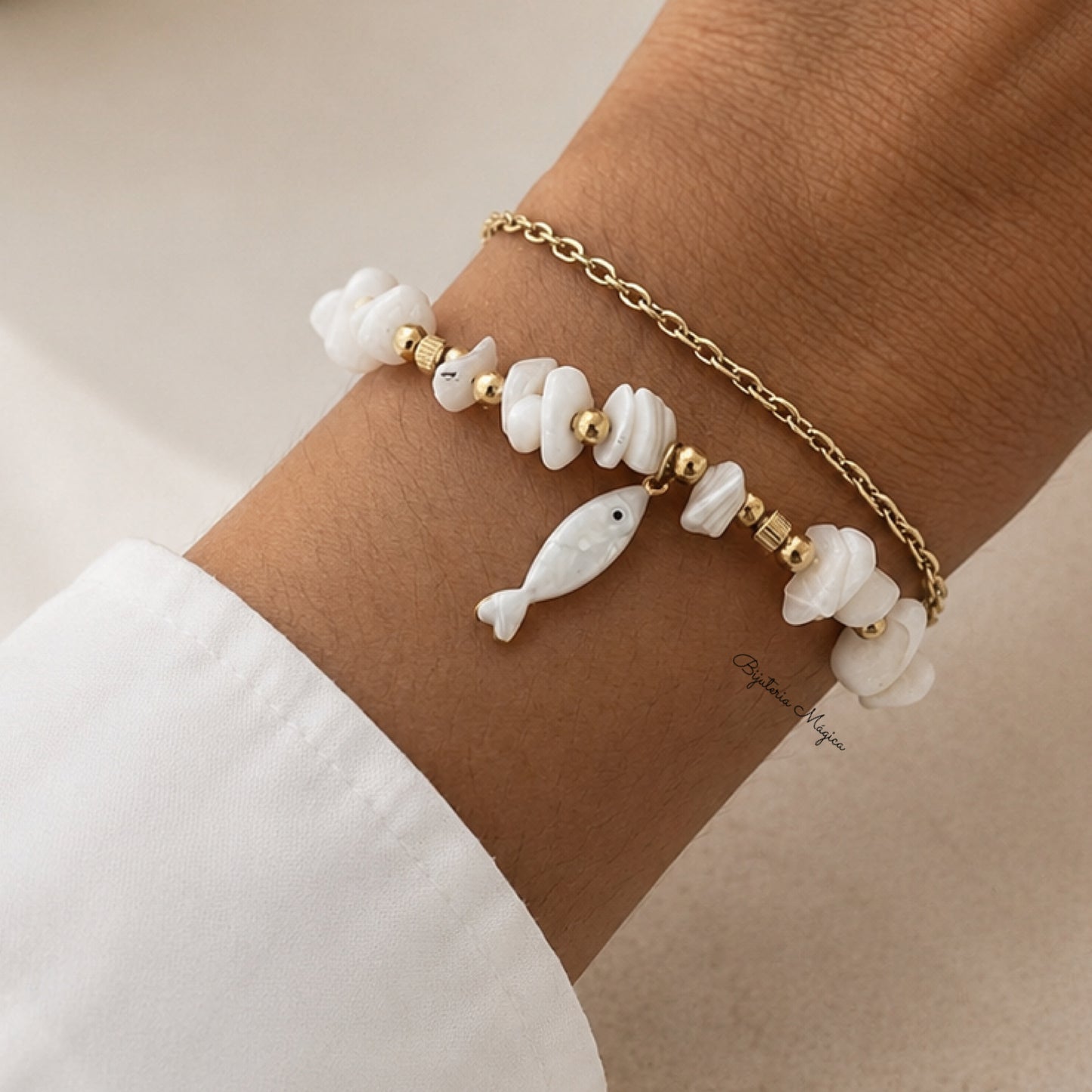 Pulseira Dupla Maré Branca