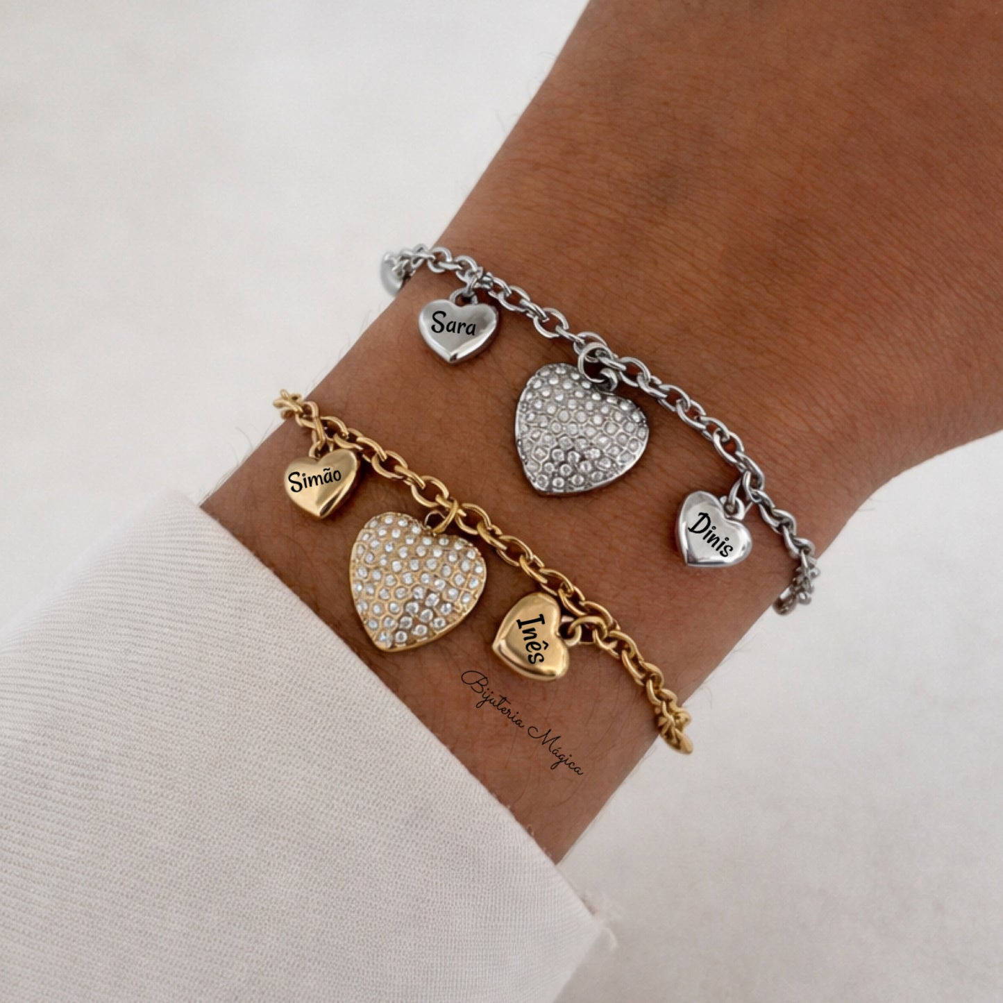 Personalized Hearts Stainless Steel Bracelet
