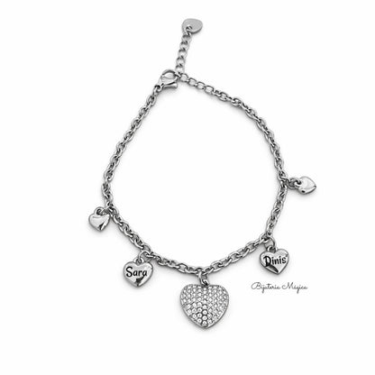 Personalized Hearts Stainless Steel Bracelet
