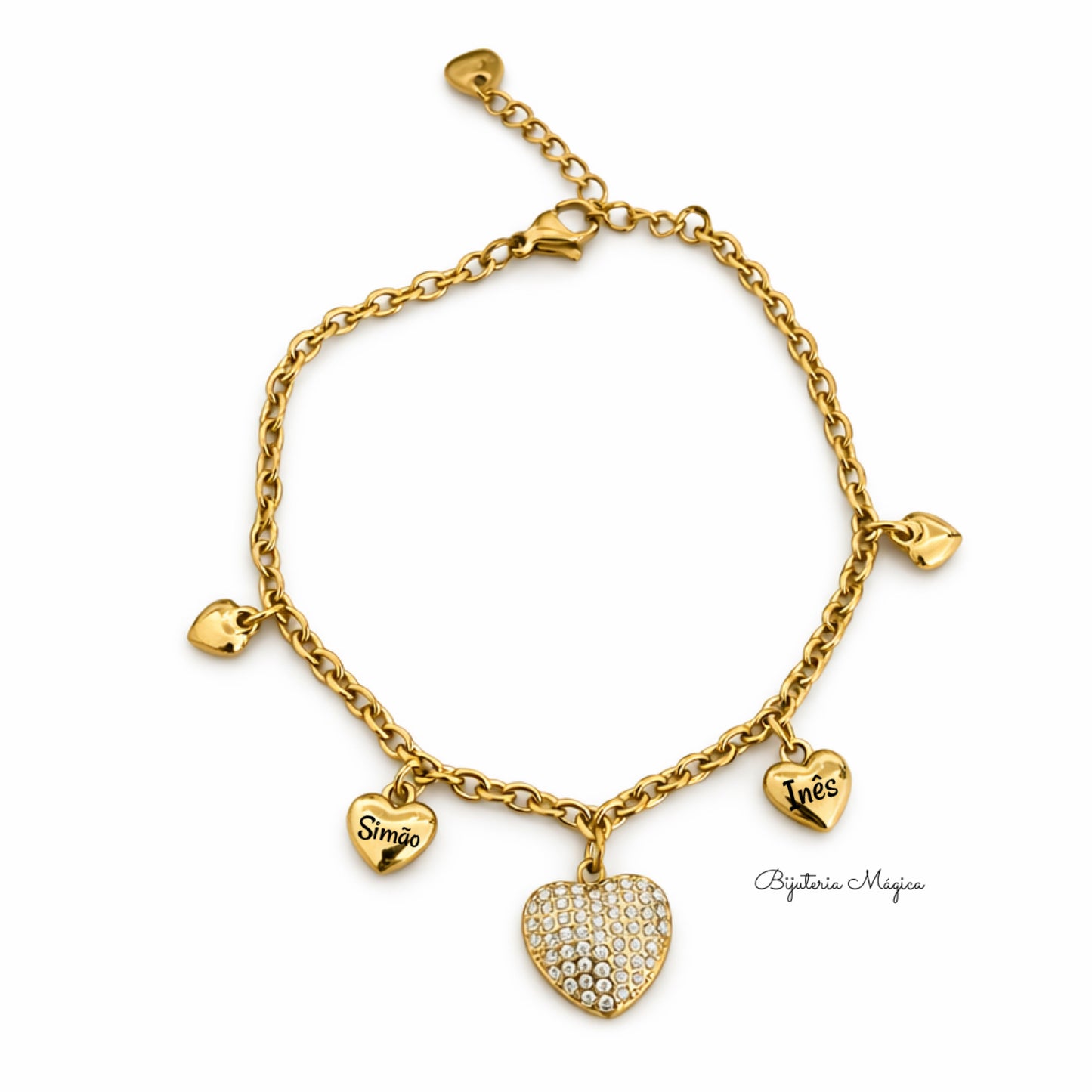 Personalized Hearts Stainless Steel Bracelet