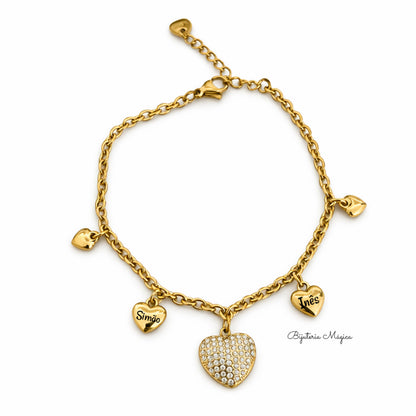 Personalized Hearts Stainless Steel Bracelet