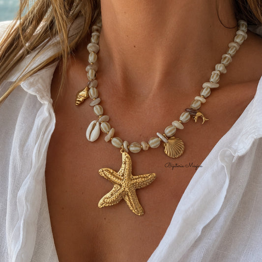 Colar Estrela do Mar com Pérolas e Conchas