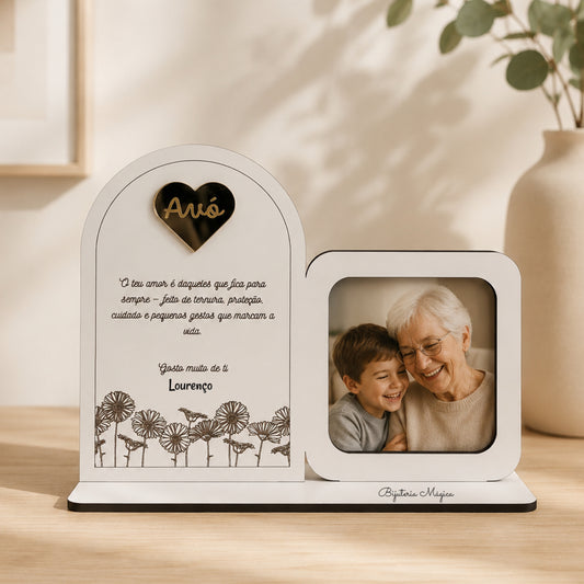 Placa Decorativa para Avó com Moldura para Fotografia