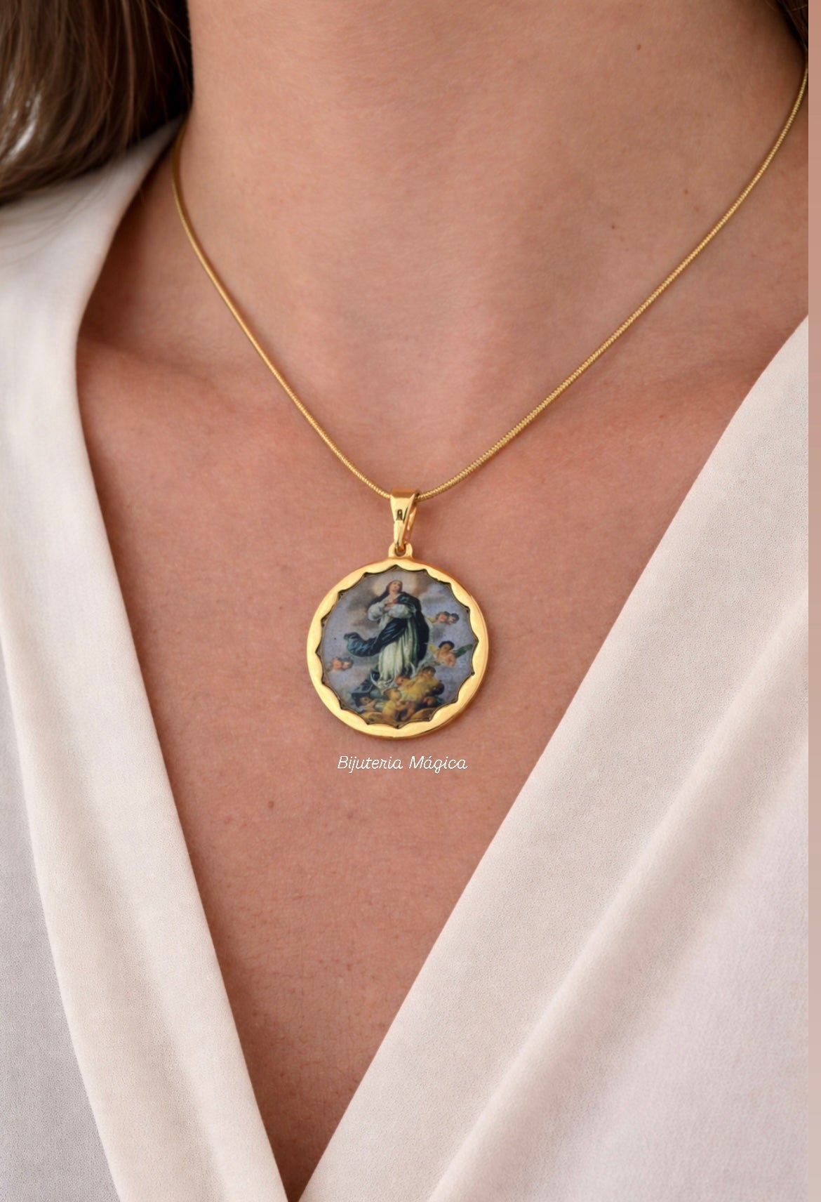 Colar Imaculada Conceição Dourado